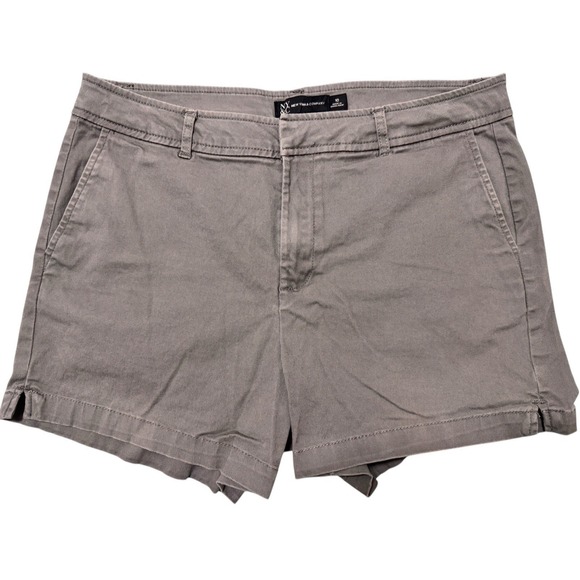NYC Pants - NY &‎ Co Chino Shorts Womens 10 Gray Cotton Stretch Flat Front Pockets